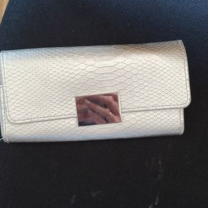 HM Small silver clutch (snakeskin print)